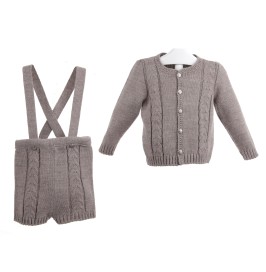 Conjunto de chaqueta y pantalón de lana con tirantes