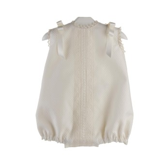 Ranita Amberes para bebé de piqué marfil