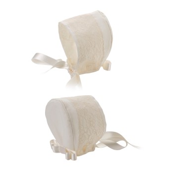 Capota para bebé de batista organdizada y enc aje de Alençon