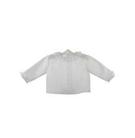 Camisa de ceremonia y bautizo para bebé con volante de encaje de Valencienne