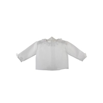 Camisa de ceremonia y bautizo para bebé con volante de encaje de Valencienne