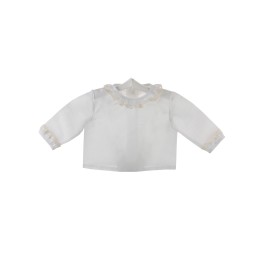 Camisa de ceremonia y bautizo para bebé con volante de encaje de Valencienne y batista
