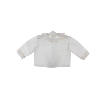 Camisa de ceremonia y bautizo para bebé con volante de encaje de Valencienne y batista