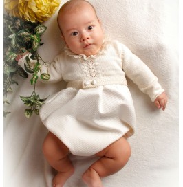 Ranita de ceremonia y bautizo de lana merino y piqué