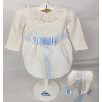 Conjunto de ranita y capota para ceremonia y bautizo